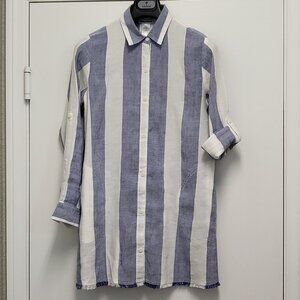 Tommy Bahama Womens Tunic Top Linen Blend Size Small Button Up Roll Tab Sleeve